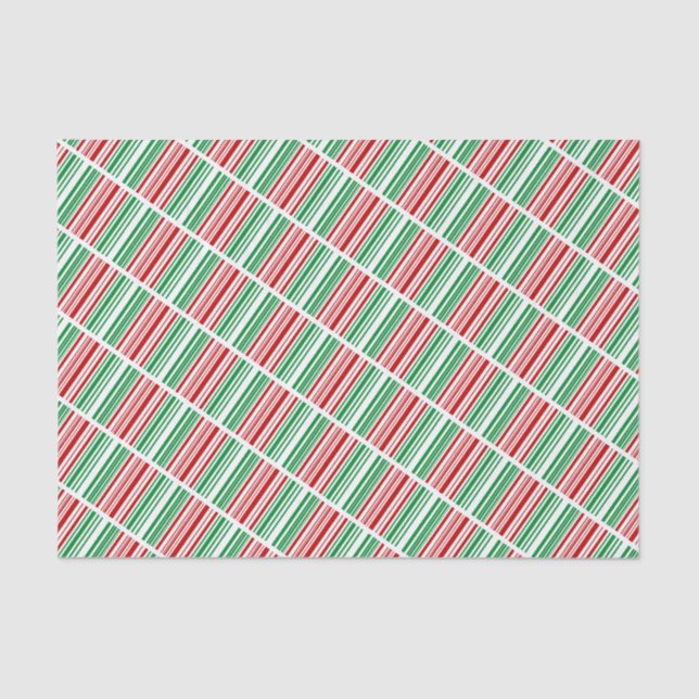 Papel De Seda Rayas rojas y verdes (Anverso)