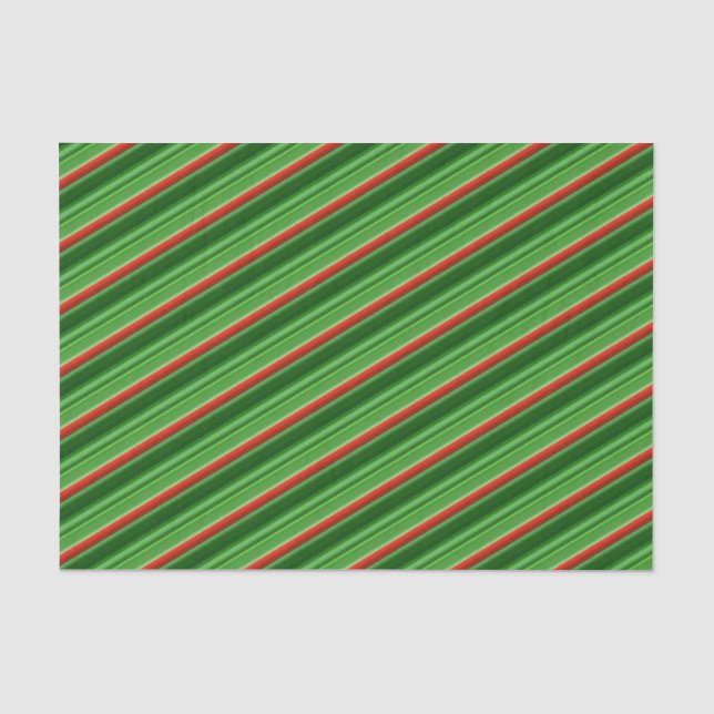 Papel De Seda Rayas rojas y verdes (Anverso)