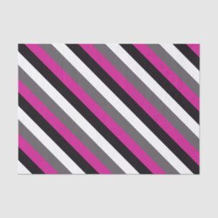 Papel De Seda Rayas rosadas, negras, blancas y grises