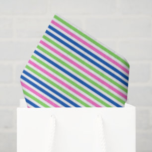 Papel De Seda Rayas rosadas, verdes y azules marineros Preppy