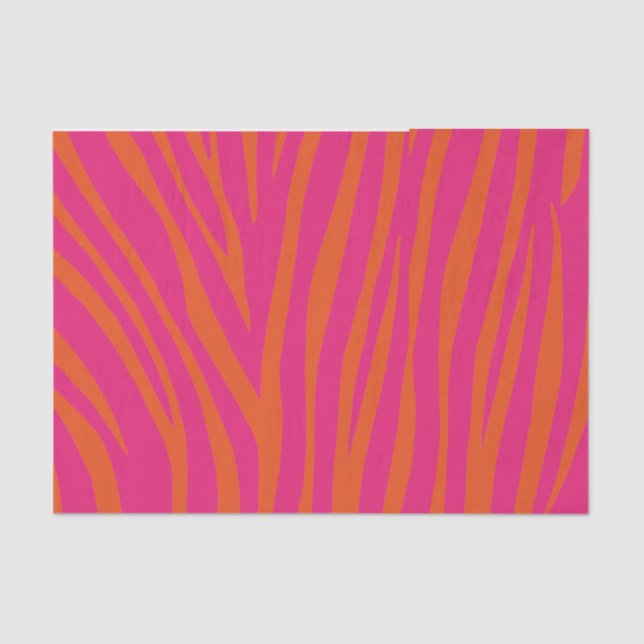 Papel De Seda Rayas rosadas y anaranjadas de la cebra (Anverso)