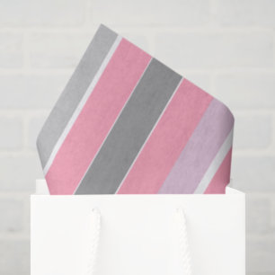 Papel De Seda Rayas rosadas y grises