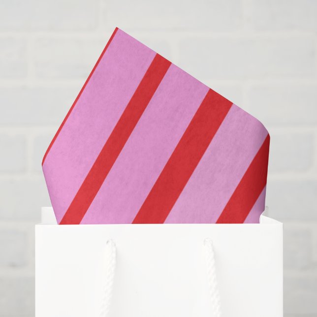 Papel De Seda Rayas rosadas y rojas (Bolsa de regalo)