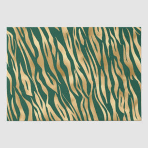 Papel De Seda Rayas Salvajes De Tigre De Safari Dorado Y Verde E