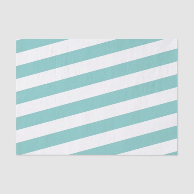 Papel De Seda Rayas verde azuladas y blancas (Anverso)