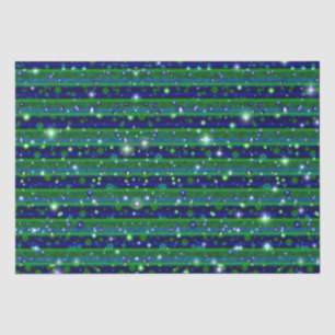 Papel De Seda Rayas verdes azules con estrellas y gotas de lluvi