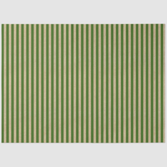 Papel De Seda Rayas verdes Navidades de Kraft Brown (Anverso)