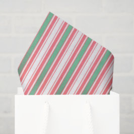 Papel De Seda Rayas Verdes Rojas Clásicas de Navidad