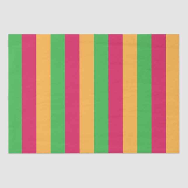 Papel De Seda Rayas verticales de Naranja rosado verde (Anverso)
