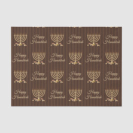 Papel De Seda Rayas verticales felices de oro de Menorah Jánuca