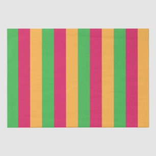 Papel De Seda Rayas Verticales Verde Rosa Naranja