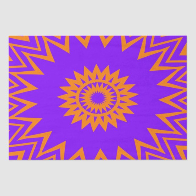 Papel De Seda Rayos solares morados y Naranjas (Anverso)