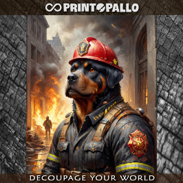 Papel De Seda Raza de perro de Rottweiler como bombero -