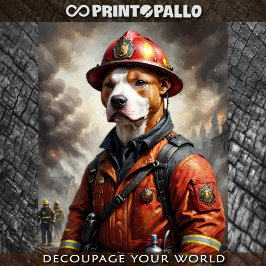 Papel De Seda Raza de perro Pitbull como bombero