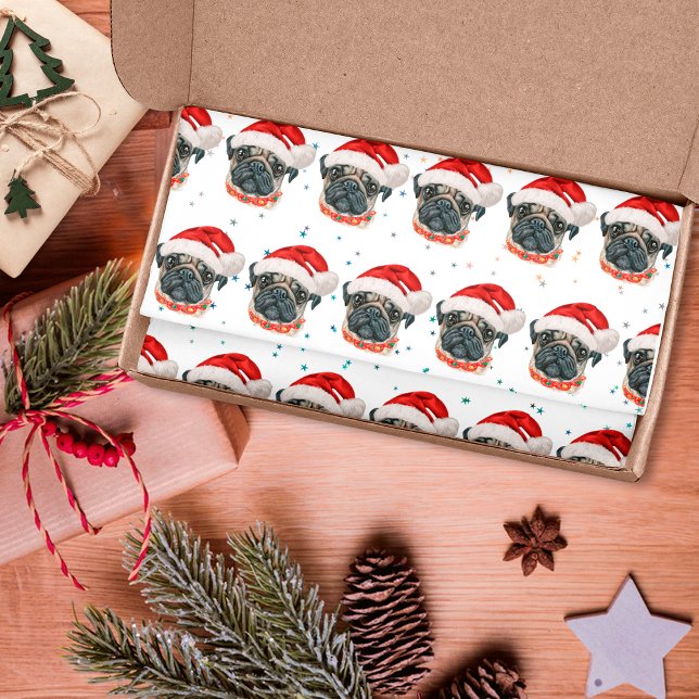 Papel De Seda Raza de perro Pug Estrellas de Navidad (Subido por el creador)