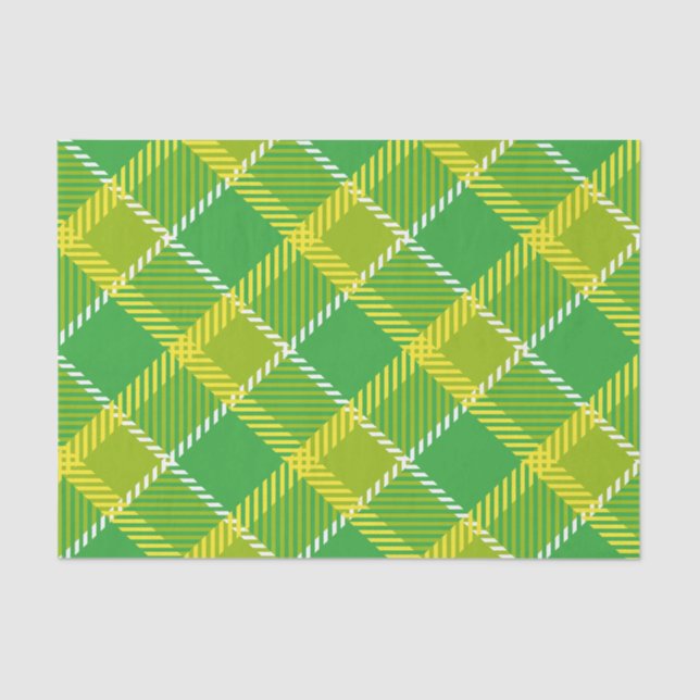 Papel De Seda Realizado En Patrón Geométrico Amarillo Y Verde (Anverso)