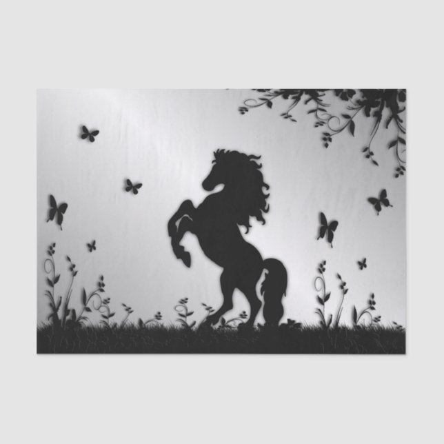 Papel De Seda Rearing Black Stallion (Anverso)