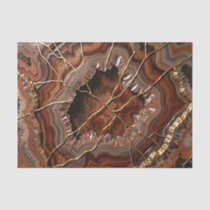 Papel De Seda Rebanada de ágata Kintsugi dorada de lujo mineral