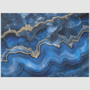 Papel De Seda Rebanada de geoda azul marino con vetas de oro