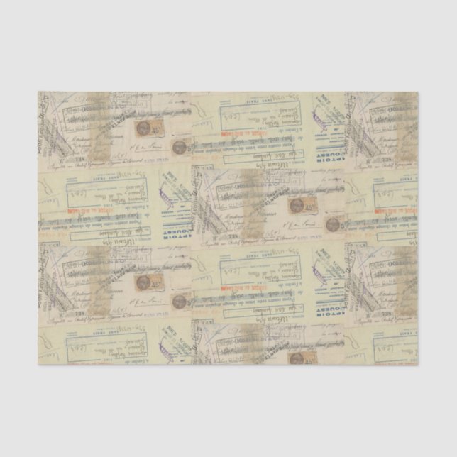 Papel De Seda Recibo Antiguo con Sellos (Anverso)