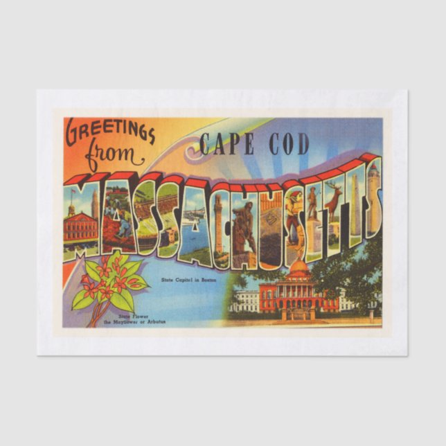 Papel De Seda Recuerdo viejo del viaje de las MAMÁES de Cape Cod (Anverso)