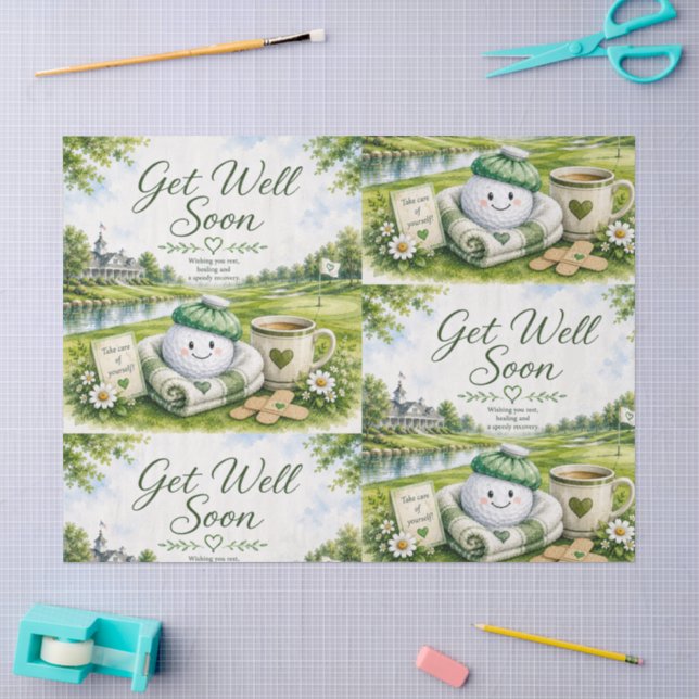 Papel De Seda Recupérate pronto con bola de golf en green (Artesanía)