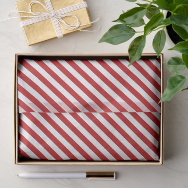 Papel De Seda Red and White Candy Cane Striped Tissue Paper (Regalo )