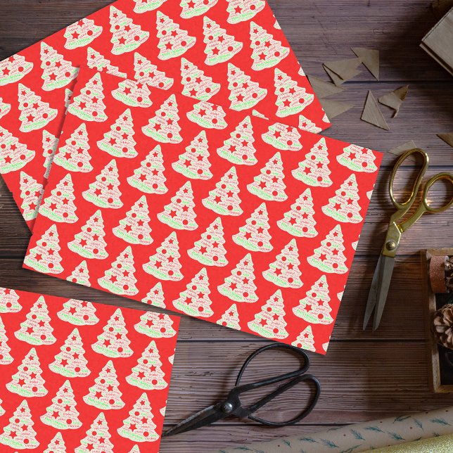 Papel De Seda Red and White Merry Christmas Word Art Trees (Subido por el creador)