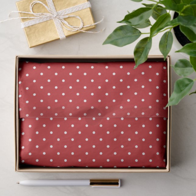 Papel De Seda Red and White Polka Dot Tissue Paper (Regalo )