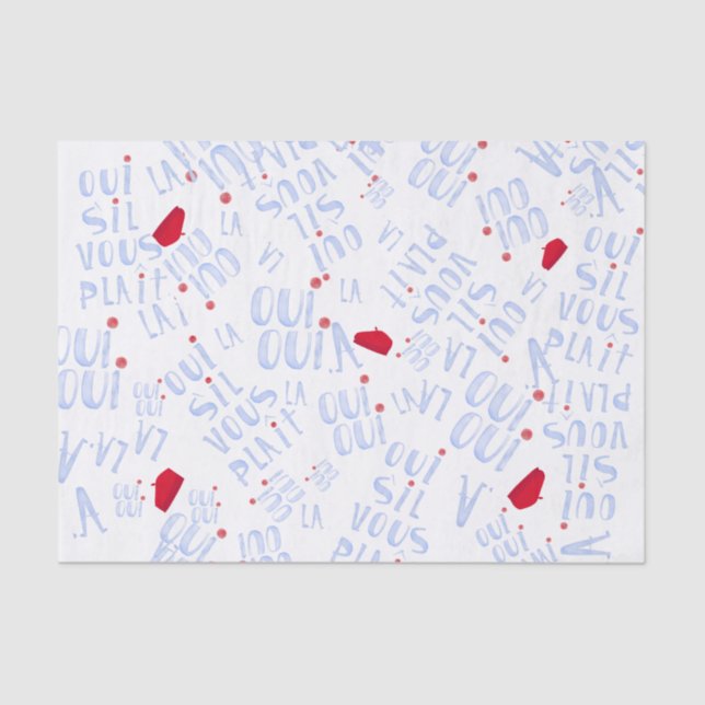 Papel De Seda Red Beret Cute French Oui MGracias Sí (Anverso)