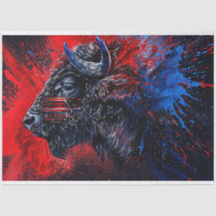 Papel De Seda Red Black Blue Buffalo Face Right Decoupage