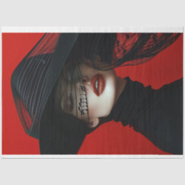 Papel De Seda Red Black Women Music Notes Decoupage