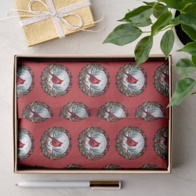 Papel De Seda Red Cardinal with Holly Berries (Regalo )
