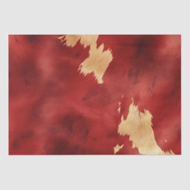 Papel De Seda Red Cream Gold Southwest Piel de vaca (Anverso)