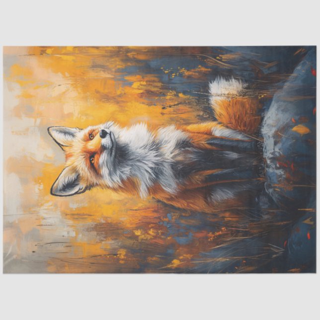 Papel De Seda Red Fox Bold Digital Painting Decoupage (Anverso)