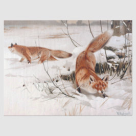 Papel De Seda Red Foxes in the Winter Snow (by Wilhelm Kuhnert)