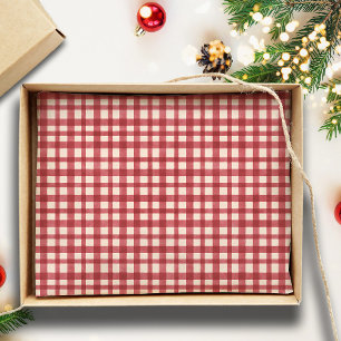 Papel De Seda Red Gingham Plaid Navidades Mínimos Tradicionales