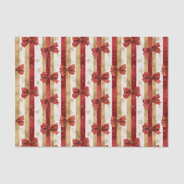 Papel De Seda Red Gold Christmas Bows  (Anverso)