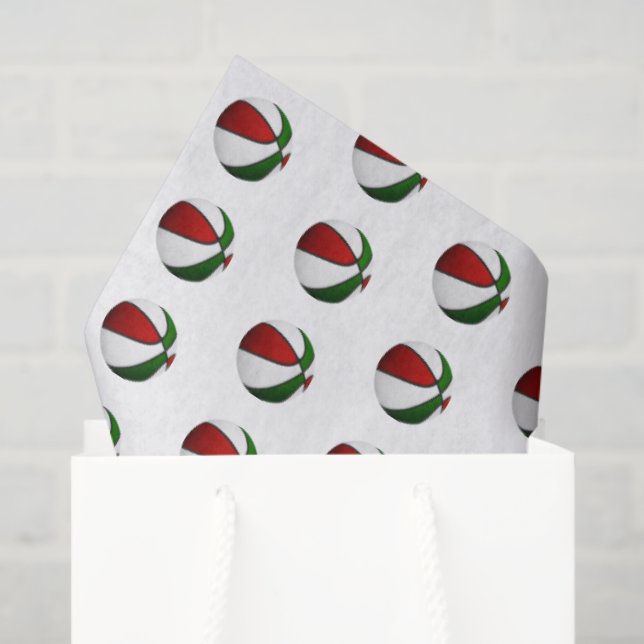 Papel De Seda red green basketballs pattern (Bolsa de regalo)