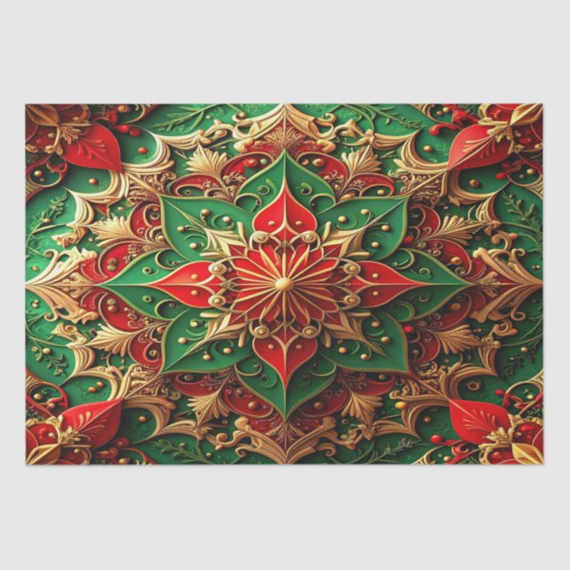 Papel De Seda Red Green Decorative Holiday Tissue Paper (Anverso)