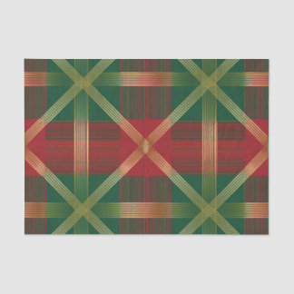 PAPEL DE SEDA RED GREEN GOLD HOLIDAY CHRISTMAS PLAID PATTERN