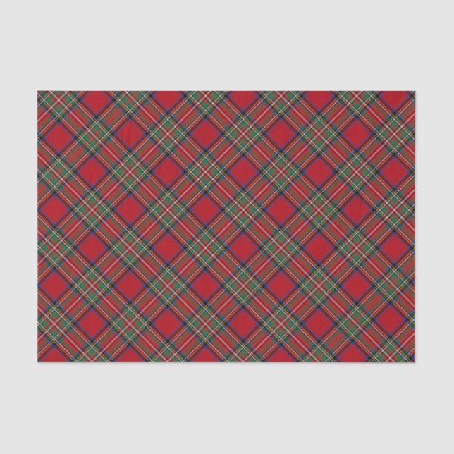 Papel De Seda Red Green Plaid Rustic Stewart Tartán (Anverso)