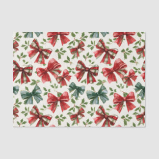 Papel De Seda Red Green Retro Plaid Bows Christmas