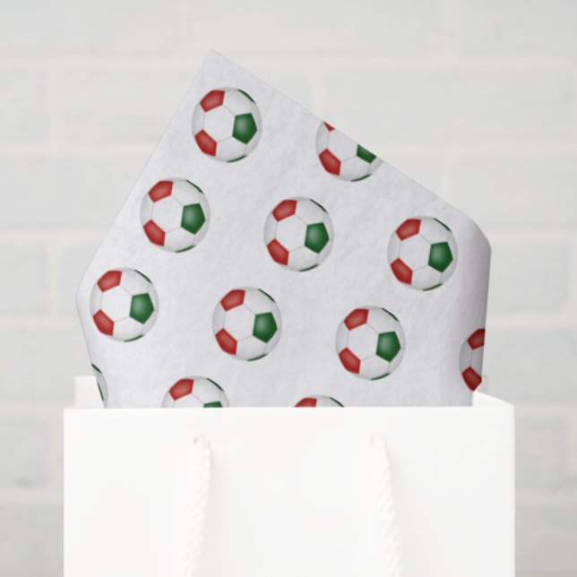 Papel De Seda red green soccer balls pattern (Bolsa de regalo)