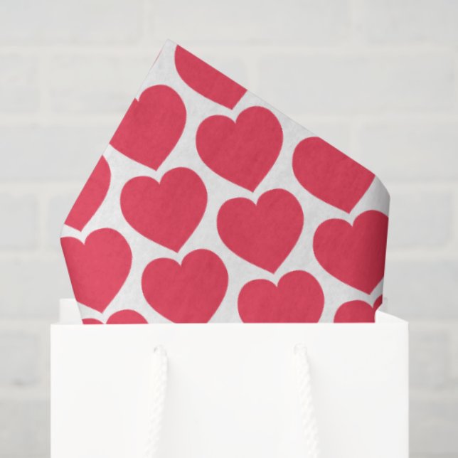 Papel De Seda Red Hearts Modern Sweet Love Notes Fun (Bolsa de regalo)