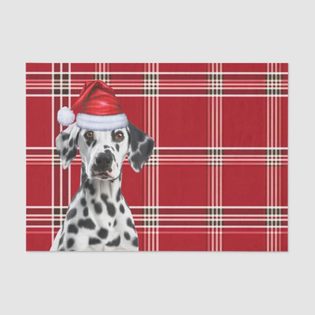 Papel De Seda Red Holiday Plaid Christmas Dalmatian Dog Lover (Anverso)