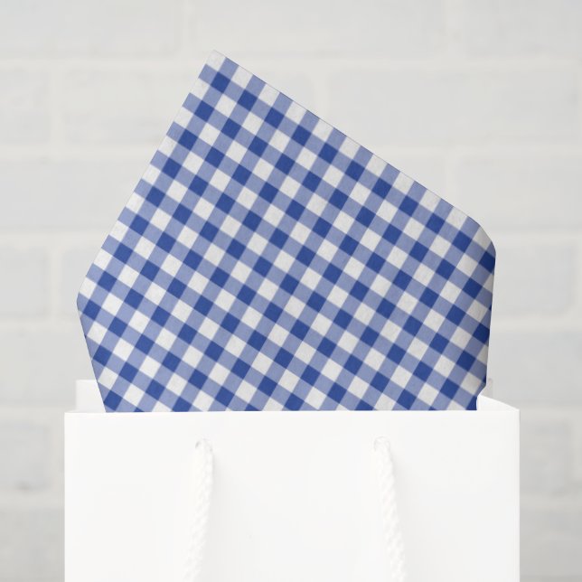 Papel De Seda Red Lobster Azul Blanco Gingham Preppy Fun Costero (Bolsa de regalo)