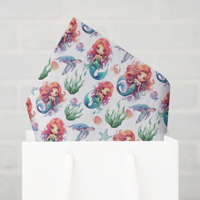 Papel De Seda Red Mermaid Birthday Tissue Paper in White (Bolsa de regalo)