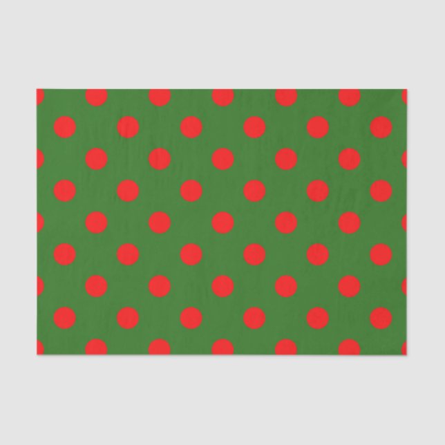 Papel De Seda Red On Green Polka Dots Pattern Design  (Anverso)