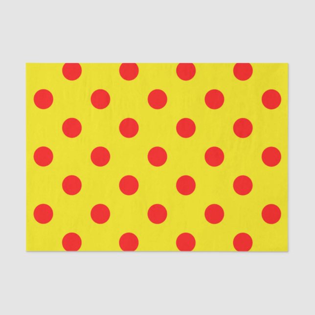 Papel De Seda Red On Yellow Polka Dots Pattern Design  (Anverso)